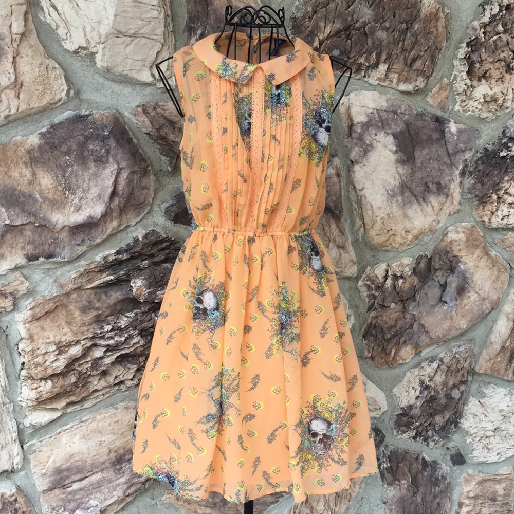 Fire LA skulls and flowers sleeveless dress